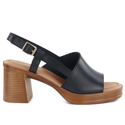 2. Sandały damskie na słupku czarne Potocki 54324