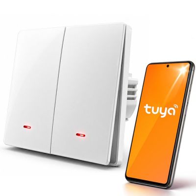 QOLTEC WŁĄCZNIK/WYŁĄCZNIK ŚWIATŁA | 2-KANAŁOWY | WI-FI | TIMER | TUYA | BIAŁY
