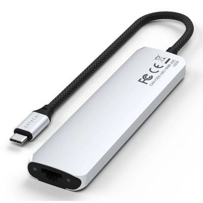 3. Satechi USB-C 7-w-1 Slim Multi Port Adapter Ethernet Srebrny