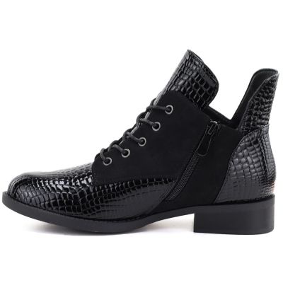 7. Botki damskie lakierowane kroko czarne Vinceza HX27-16524