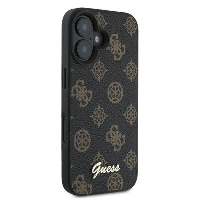 4. Etui Guess Peony Script MagSafe na iPhone 16 Plus - czarne