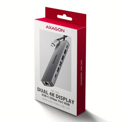 6. Hub USB Axagon HMC-7HX2 USB 3.2 Gen 1 (3.1 Gen 1) Type-C Szary
