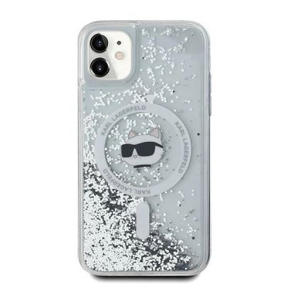 3. Etui Karl Lagerfeld Liquid Glitter Choupette Head MagSafe na iPhone 11 / Xr - przezroczyste