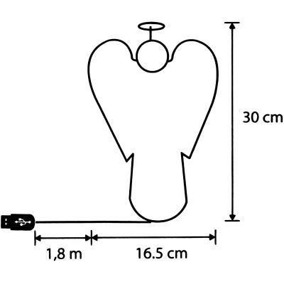 4. ANIOŁ DEKORACYJNY DREWNIANY LED wys: 30CM USB