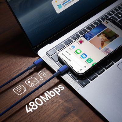 11. Kabel Baseus Tungsten Gold USB-C / USB-C 100W 1m - granatowy