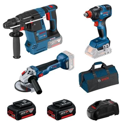 BOSCH.ZESTAW COMBO 18V (GBH 18V-26 + GDX 18V-200 + GWS 18V-10) 2x5,0Ah TORBA …