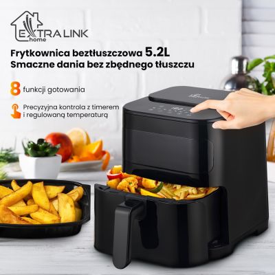21. Extralink HOME AIR FRYER 5.2L EU SJ-520 frytkownica Pojedyńczy 5,2 l Frytkownica na gorące powietrze Czarny