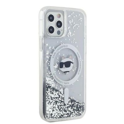 4. Etui Karl Lagerfeld Liquid Glitter Choupette Head MagSafe na iPhone 12 / 12 Pro - przezroczyste