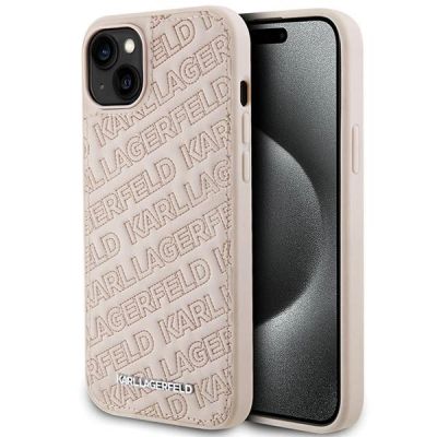 Etui Karl Lagerfeld Quilted K Pattern na iPhone 15 Plus / 14 Plus - różowe