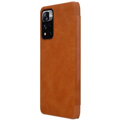 6. Nillkin Qin Case etui do Xiaomi Redmi Note 11 Pro+ (China) / Redmi Note 11 Pro (China) / Mi11i HyperCharge osłona na aparat kabura pokrowiec obudowa z klapką brązowy