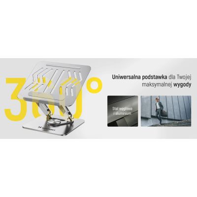 21. Podstawka pod laptopa, tablet Wozinsky WRS-CPY84SS aluminiowa + Gratis! podstawka do smartfona - srebrna