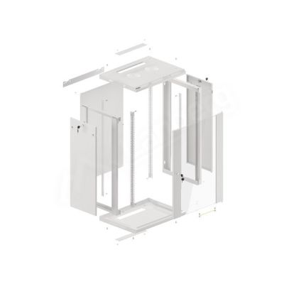 9. Szafa rack Lanberg WF01-6418-10S (18U; 901mm / 600mm / 450 mm; wisząca; Szklane; 19''; kolor szary)