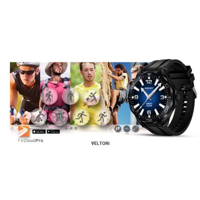 16. Smartwatch VELTORI VT150-1 Czarny Pasek Silikonowy + Czarna Bransoleta