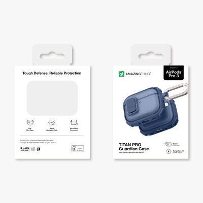 14. Etui AMAZINGTHING Titan Pro Mag Case Clear do AirPods Pro 3 - niebieskie