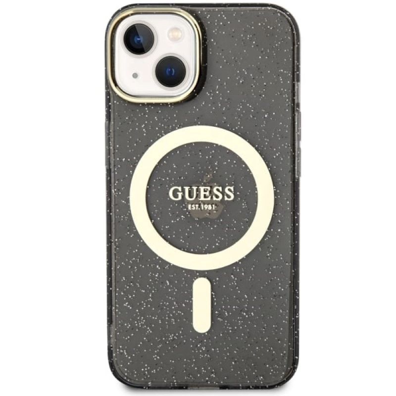 3. Etui Guess Glitter Gold MagSafe na iPhone 14 - czarne