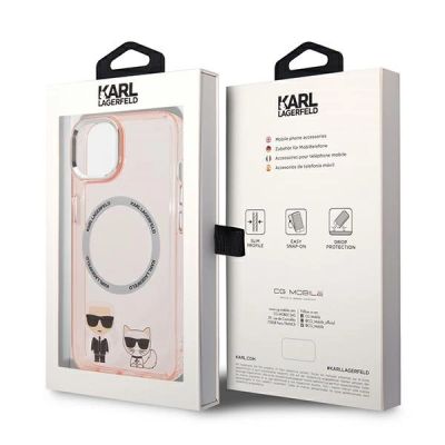 8. Etui Karl Lagerfeld Karl&Choupette Aluminium MagSafe na iPhone 14 Plus - różowe