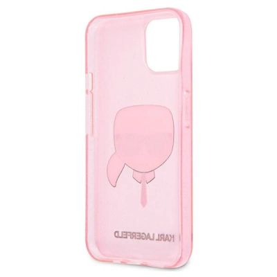 7. Etui Karl Lagerfeld Glitter Karl's Head na iPhone 13 mini - różowe