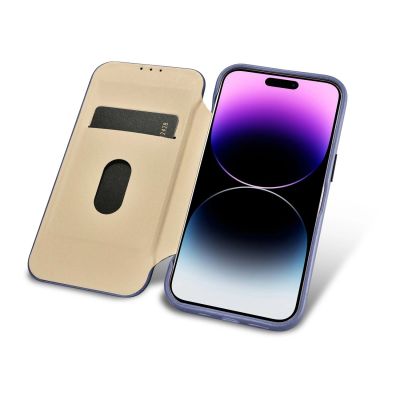 17. iCarer CE Premium Leather Folio Case skórzane etui iPhone 14 Pro Max z klapką magnetyczne MagSafe jasnofioletowy (WMI14220716-LP)