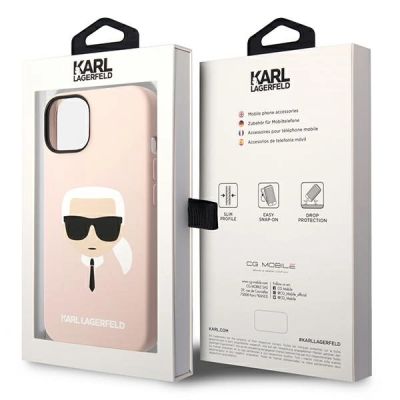 8. Etui Karl Lagerfeld Silicone Karl's Head MagSafe na iPhone 14 - jasnoróżowe