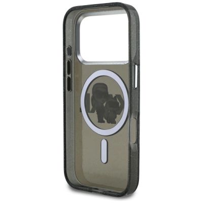 7. Etui Karl Lagerfeld IML Glitter Karl & Choupette Sketch Logo MagSafe na iPhone 17 Pro - czarne