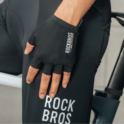 6. Rękawiczki rowerowe Rockbros TLS004 ROAD TO SKY krótkie amortyzujące M - czarne