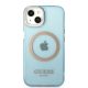 3. Etui Guess Gold Outline Translucent MagSafe na iPhone 13 - niebieskie