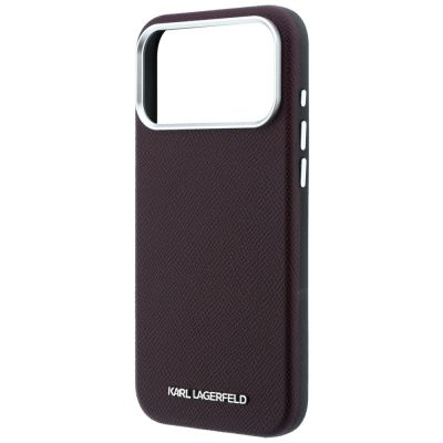 6. Etui Karl Lagerfeld Grained Elongated Logo MagSafe na iPhone 17 Pro Max / 18 Pro Max - burgundowe