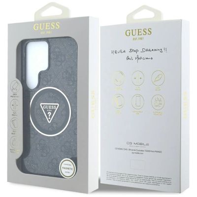 8. Etui Guess 4G Glitter Triangle Buttons MagSafe do Samsung Galaxy S25 Ultra czarny