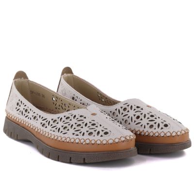 4. Skórzane półbuty damskie ażurowe szare Sergio Leone  SP006