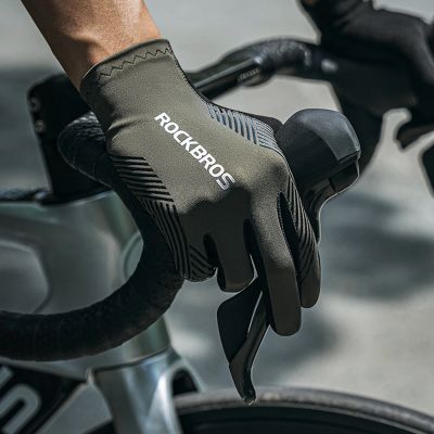 10. Rękawiczki rowerowe Rockbros wiosna/lato/jesień, pełne, rozmiar: S - zielone