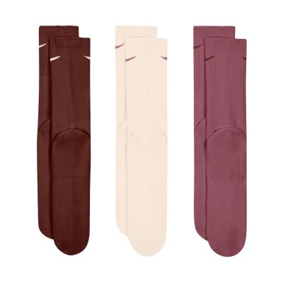 3. Skarpety Nike Everyday Cushioned Crew 3 pary brązowe, beżowe, różowe SX7664 915