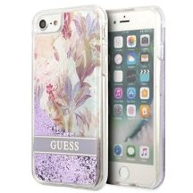 Etui Guess Flower Liquid Glitter na iPhone SE 2022 / SE 2020 / 7 / 8 - fioletowe
