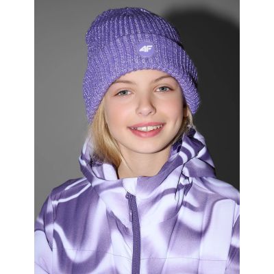 4. Czapka beanie odblaskowa dziewczęca 4F 4FJRAW25ACAPF0750-51S