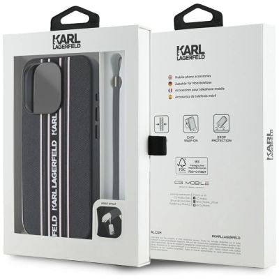 7. Etui Karl Lagerfeld Saffiano Athleisure Stripes Cord na iPhone 15 Pro - różowe