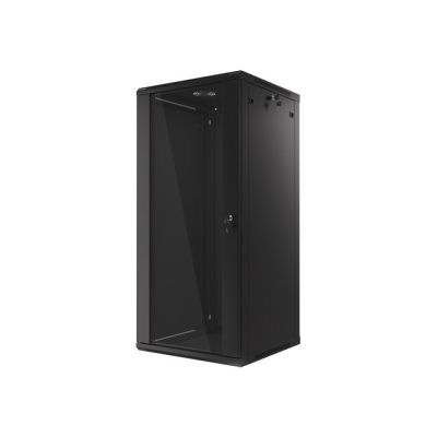 19. Szafa jednosekcyjna Lanberg WF01-6627-10B (27U; 1300mm / 600mm / 600 mm; wisząca; Szklane; 19''; kolor czarny)