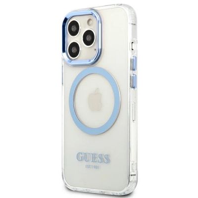 2. Etui Guess Metal Outline MagSafe na iPhone 13 Pro / iPhone 13 - niebieskie
