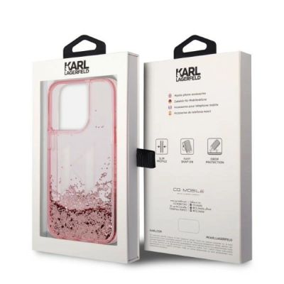 8. Etui Karl Lagerfeld Liquid Glitter Big KL na iPhone 14 Pro Max 6,7" - różowe