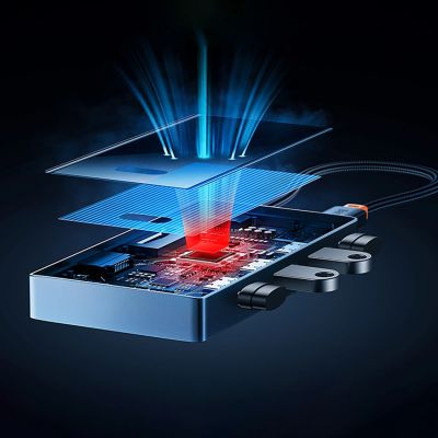 14. Hub USB-C Baseus PioneerJoy 4xUSB-A 3.0 - szary