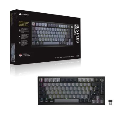 5. Bezprzewodowa klawiatura gamingowa Corsair Gaming K65 Plus 75% RGB, MLX RED - Czarny, Szary