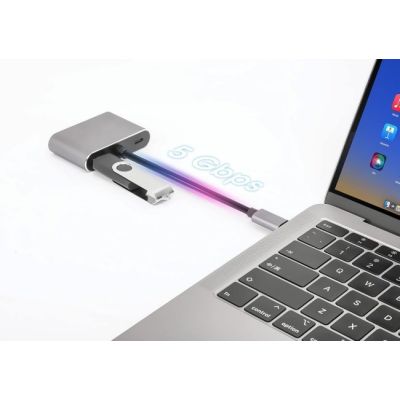 4. Hub USB Typ-C 4w1 USB 3.0 + PD 100W + HDMK 4k30Hz + VGA FullHD