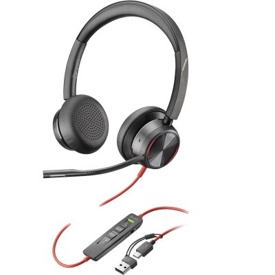 11. POLY Zestaw słuchawkowy Blackwire 8225 Stereo USB-C + przejściówka USB-C/A