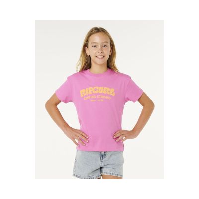 Koszulka dziewczęca RIP CURL Surf Puff Relaxed Tee- Girl różowa