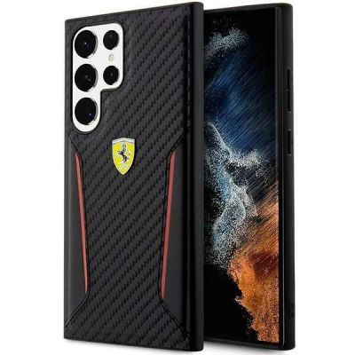 Etui Ferrari Carbon Contrast Edges na Samsung Galaxy S23 Ultra - czarny