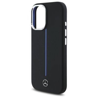 6. Etui Mercedes Silicone Blue Stripe MagSafe na iPhone 16 - czarne
