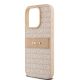 6. Etui DKNY Leather Mono Stripe & Metal Logo na iPhone 15 Pro - różowe