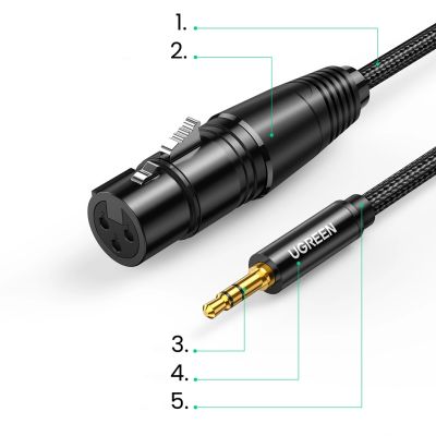 9. Ugreen kabel audio 3.5mm mini jack (męski) - XLR (żeński) 1m czarny (AV182)