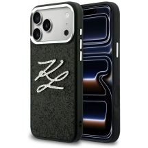 Etui Karl Lagerfeld IML Glitter KL Diamond Logo na iPhone 17 Pro Max - czarne