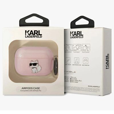 3. Etui Karl Lagerfeld Ikonik Choupette na AirPods Pro - różowe