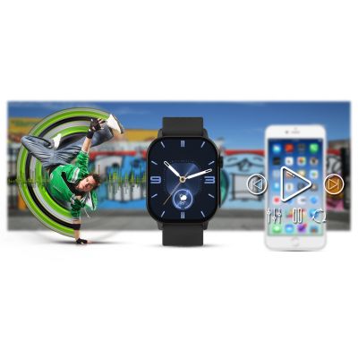 17. Smartwatch Gravity GT15-1 Czarny Pasek Silikonowy + Czarna Bransoleta