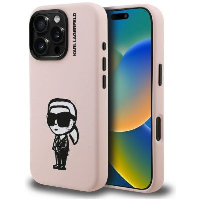 Etui Karl Lagerfeld Silicone Karl Sketch MagSafe na iPhone 16 Pro Max - różowe